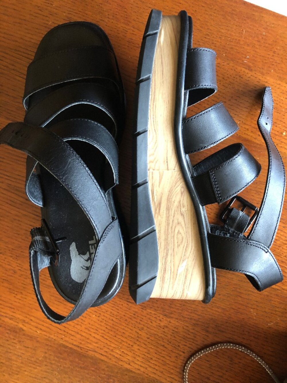 Sorel platform black womens sandals Size 9